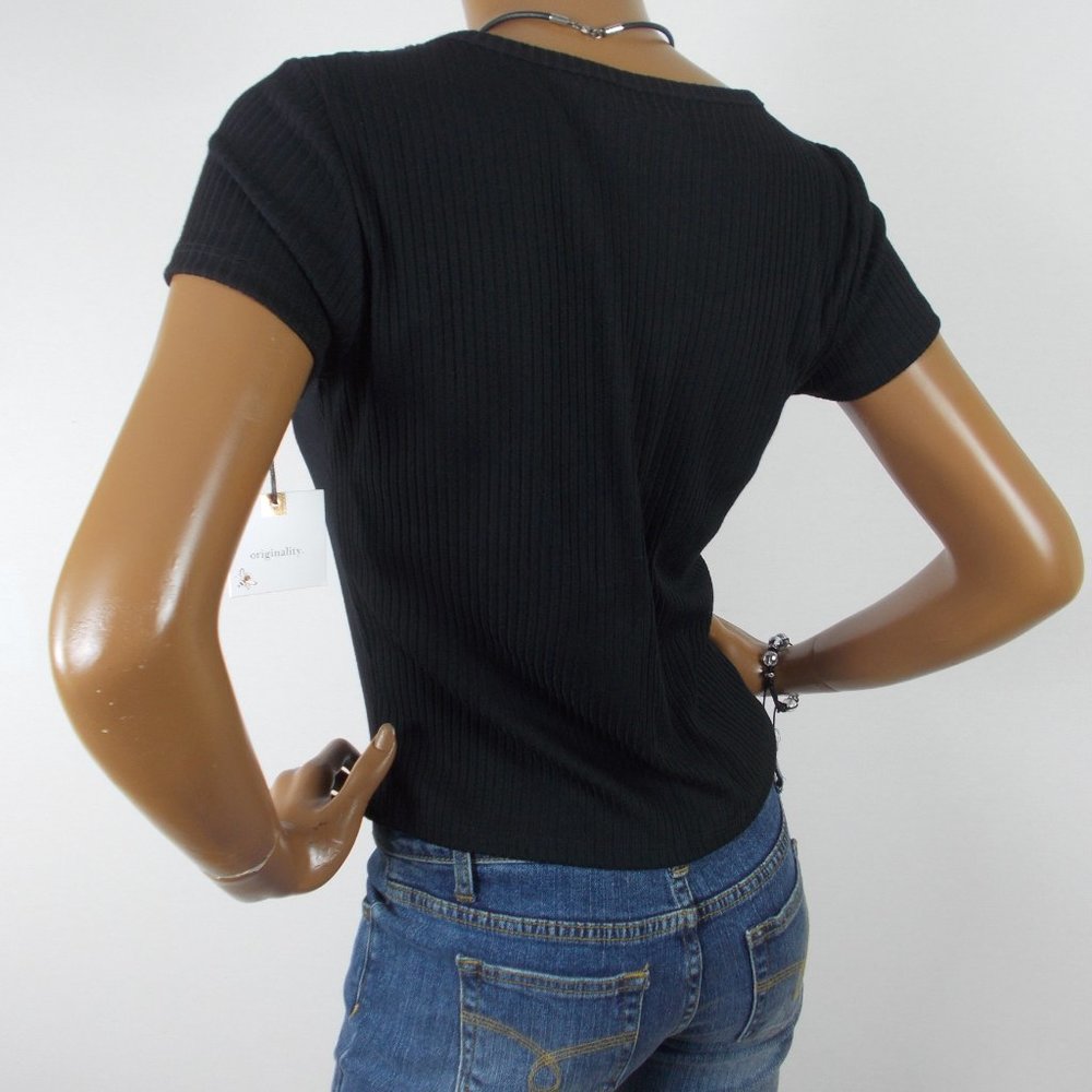 ORIGINALITY L NWT SEXY Black O-Ring Shirt - Picture 5 of 10